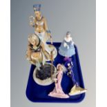 A tray of containing a Bradford Exchange figure of Cleopatra, Coalport Ladies of Fashion figure etc.