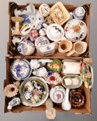 Two boxes of ceramics and china, ginger storage jar etc.