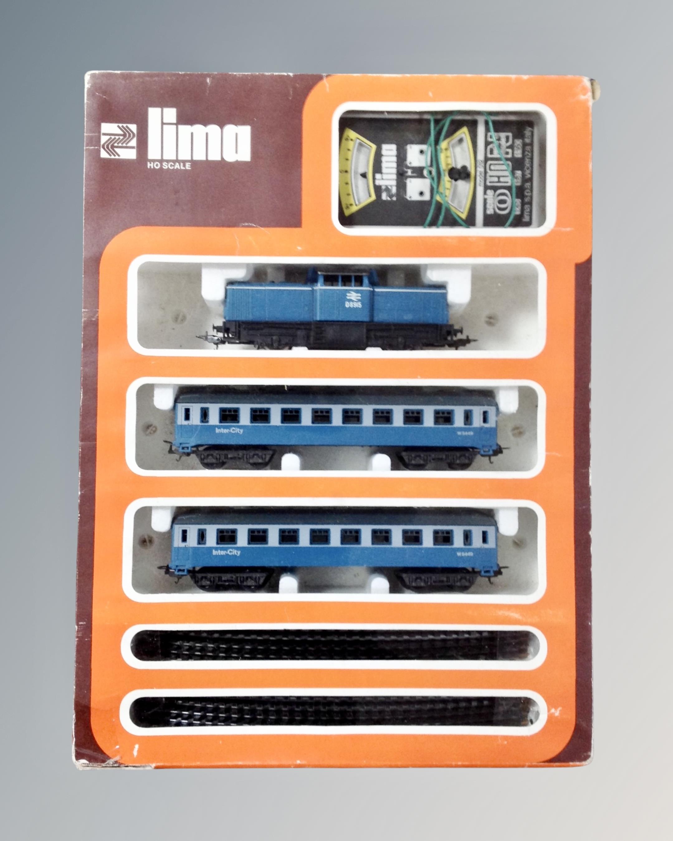 Three Lima HO scale locomotive train sets, boxed.