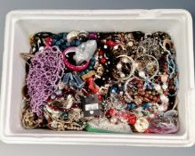 A box of costume jewellery, bangles, bracelets,