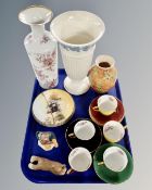 A tray of Royal Doulton series ware plates, continental harlequin teacups and saucers,