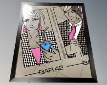 A Bar 42 1980's style picture mirror in frame