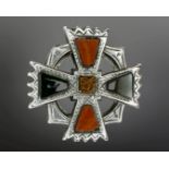 A Scottish silver and agate cross brooch, width 29mm.