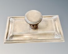 A Victorian silver plated ink stand.