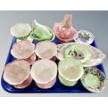 A tray of Maling lustre ware including sundae dishes, oblong dishes, lustre bowls etc.