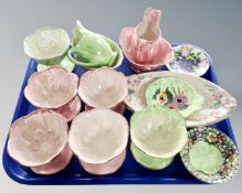 A tray of Maling lustre ware including sundae dishes, oblong dishes, lustre bowls etc.