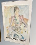 A continental museum poster 'Kirsten Kjaers', 63cm by 94cm.