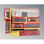 A tray containing Hornby OO gauge Smokey Joe locomotive together with further rolling stock and