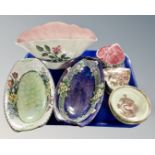 A tray of Maling lustre ware including oblong dishes,