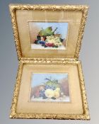 W. Rayworth : A pair of still lifes depicting fruit, oil on canvas.