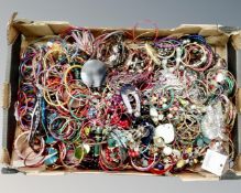 A box of a large quantity of costume jewellery and bangles