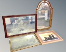 A decorative gilt framed mirror together with a further contemporary mirror,