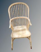 A pine rail backed Windsor armchair