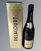 A bottle of Delacourt Champagne Vintage Brut 2004 75cl, boxed.