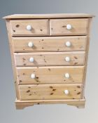 A pine six drawer chest