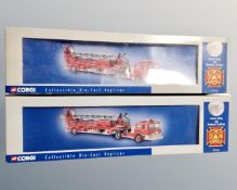 Two Corgi collectable die cast replica limited edition fire engines.