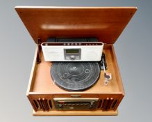 A reproduction Vintage Collection gramophone together with a DAB radio