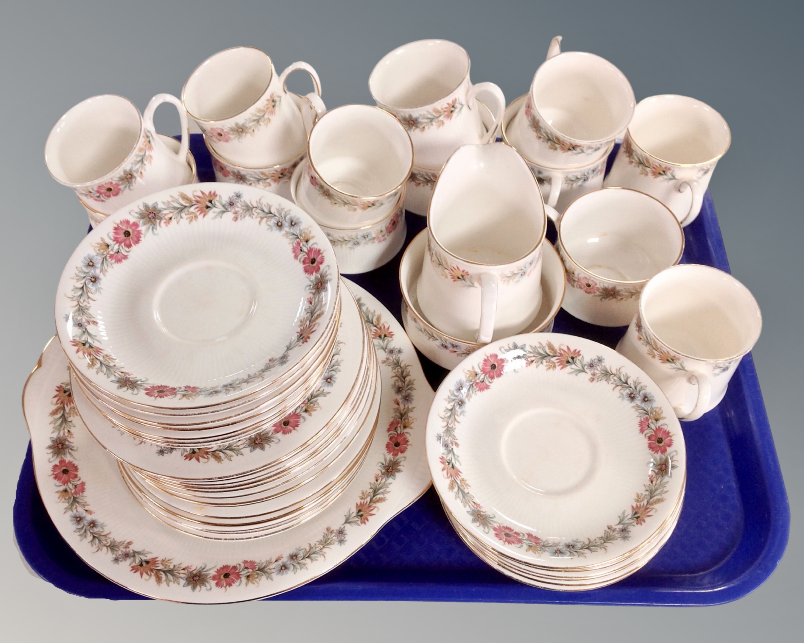 A tray of Paragon Belinda tea china.