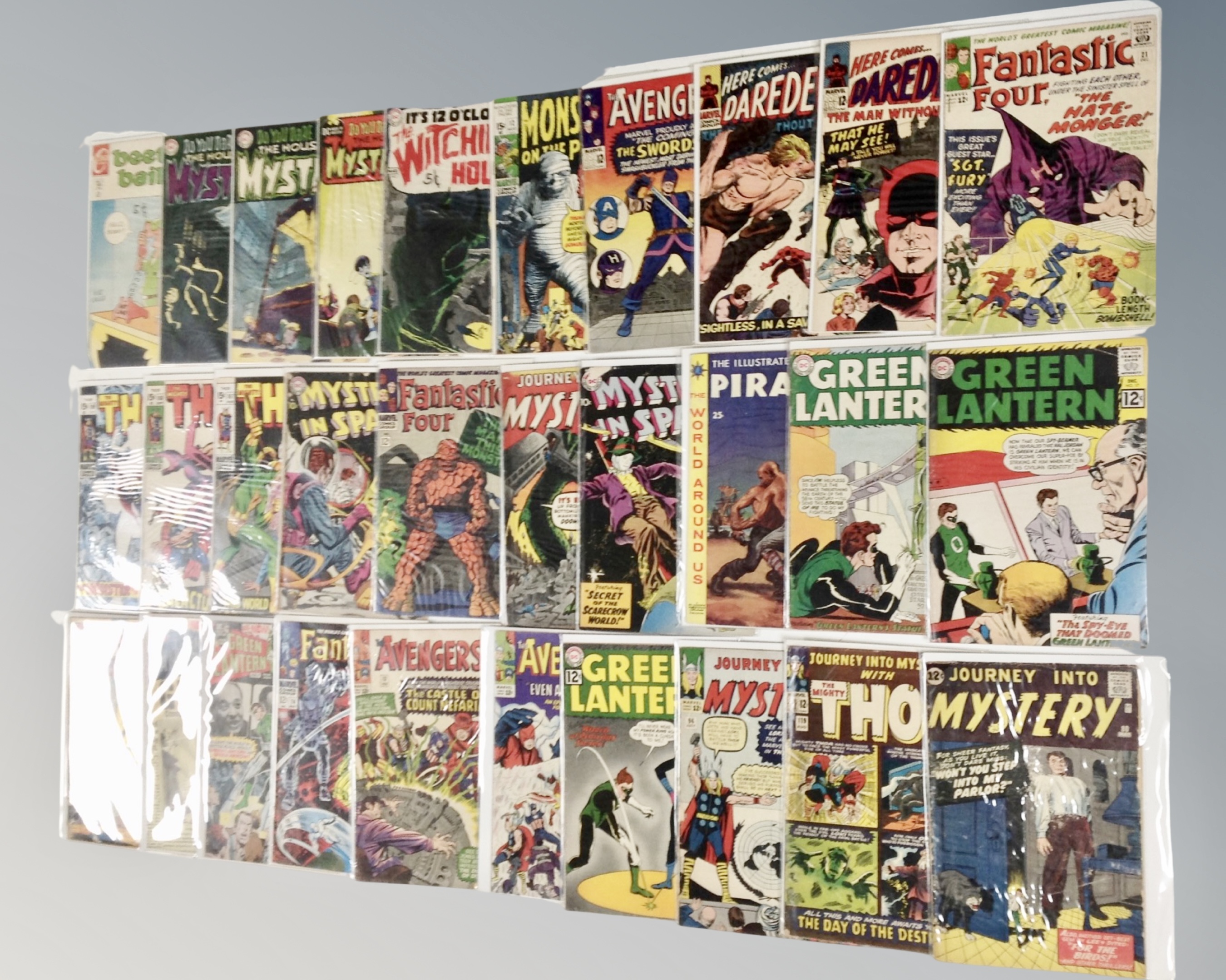 A tray of thirty-eight vintage Marvel, DC and other comics to include Fantastic Four Issue 51,