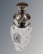 A cut crystal silver mounted cocktail shaker, height 24.5 cm.