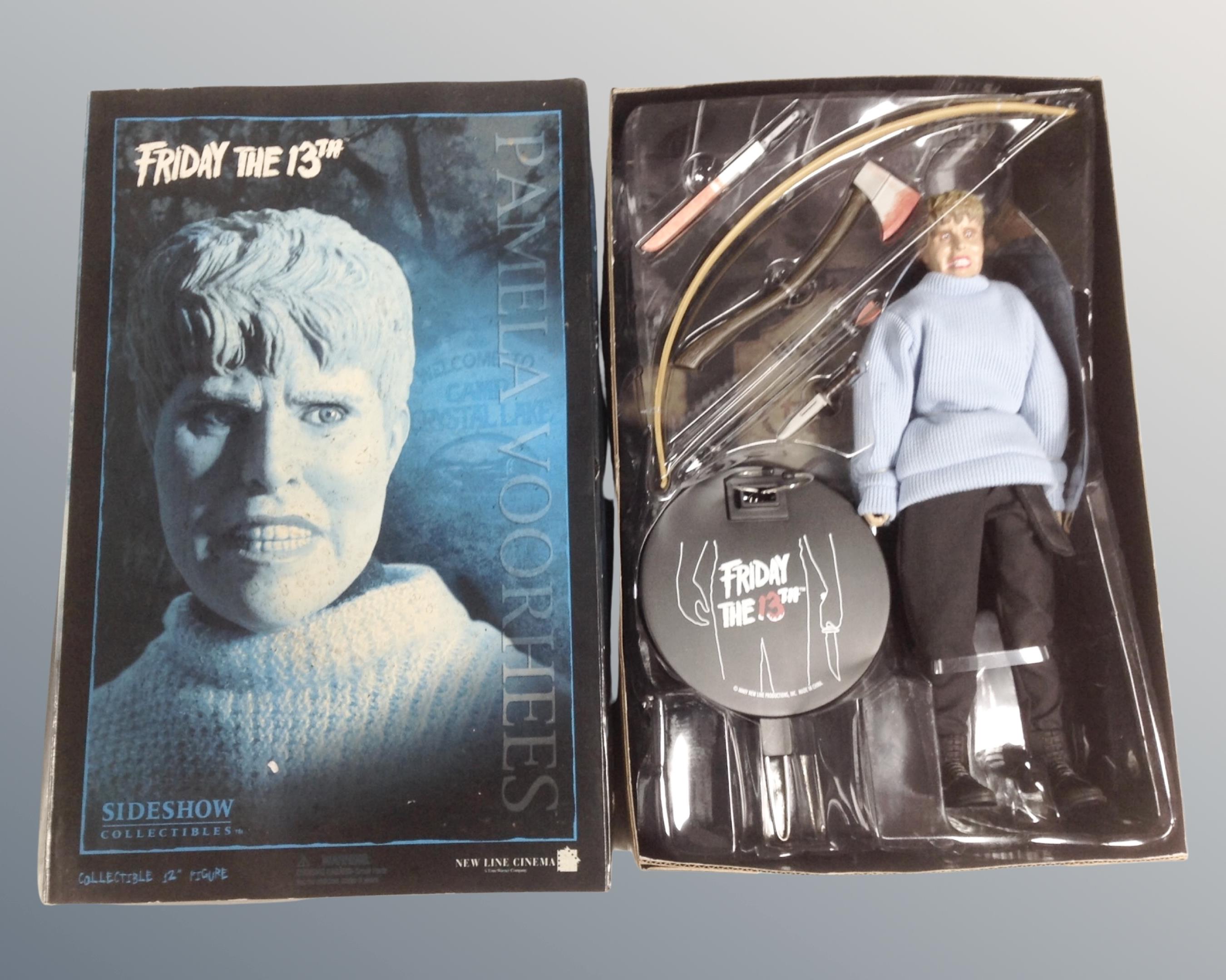 A Sideshow Collectibles Friday The 13th Pamela Voorhees 12" figure, boxed.