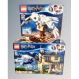 Lego : 75968 Harry Potter 4 Privet Drive, together with a Lego : 75979 Harry Potter Hedwig,