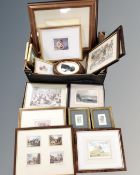 A box containing assorted pictures and prints including Anton Pieck, silhouettes, nude studies etc.