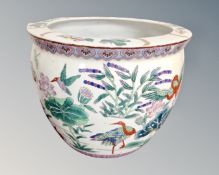 A Chinese style fishbowl planter