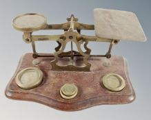 A set of 19th century postal scales with weights.