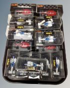 A tray of twenty Onyx Formula 1 racing cars in boxes and display boxes