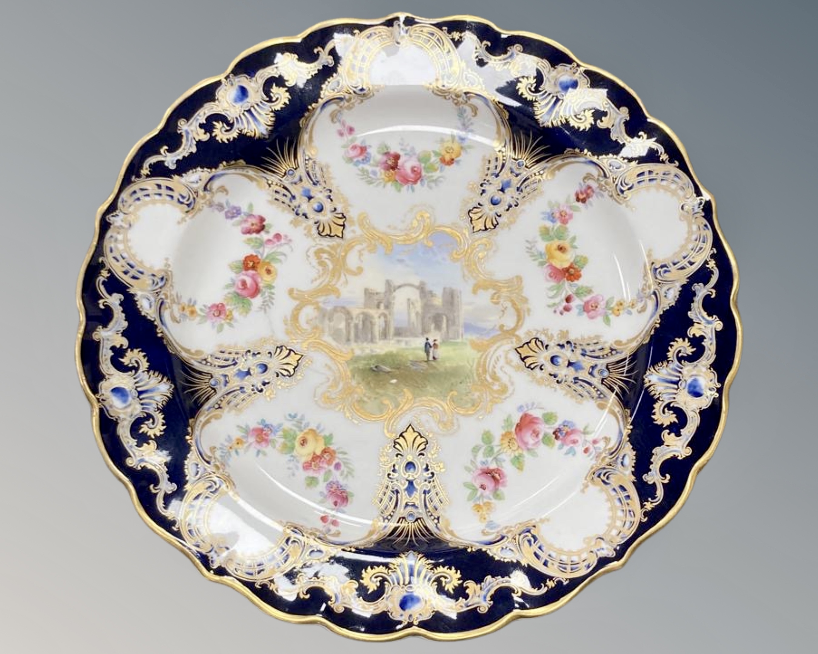 Four Royal Worcester hand painted and gilded cabinet plates, - Image 5 of 5