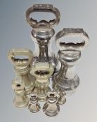 A set of eight 19th century graduated chrome weights