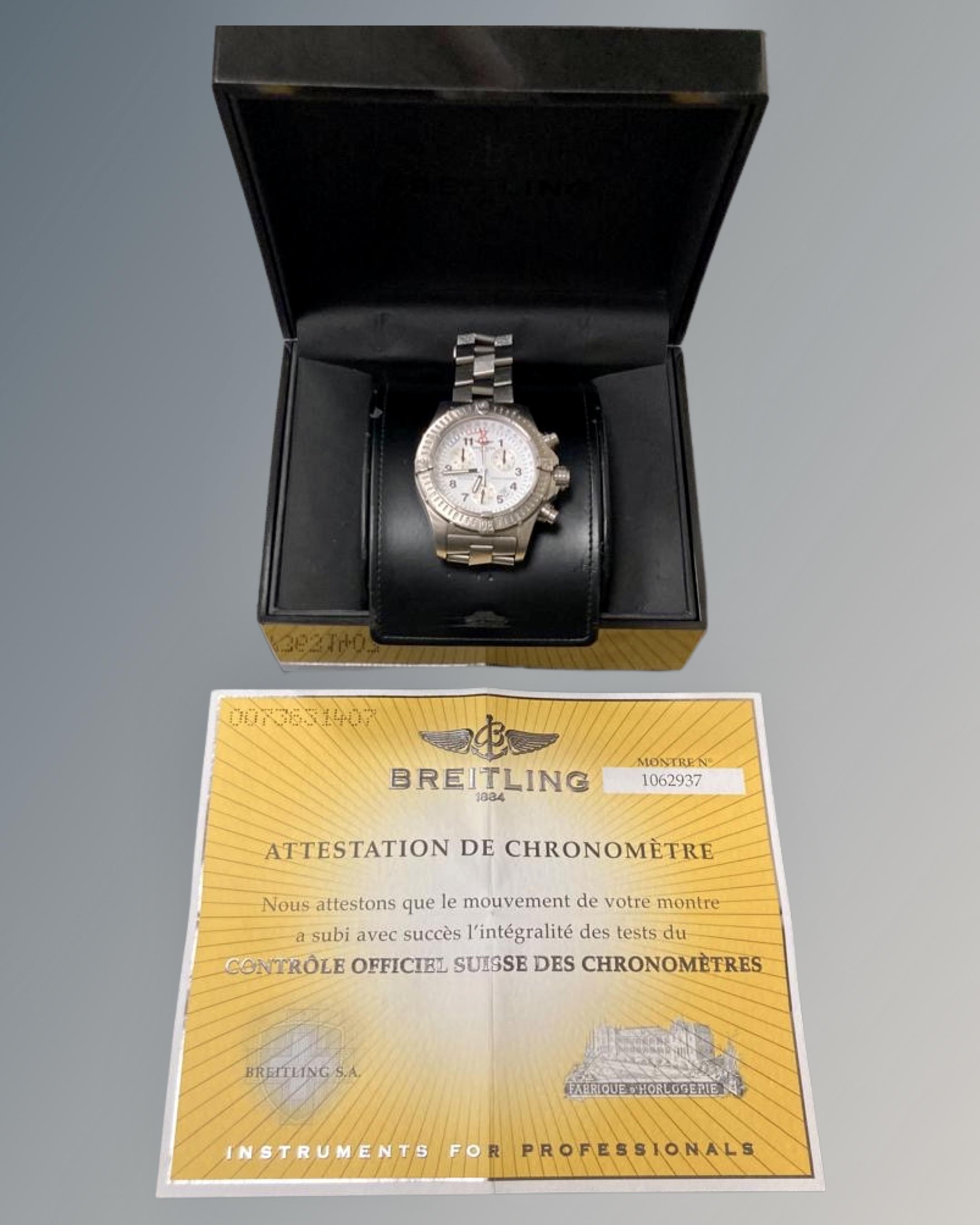 A Gentleman's Breitling Chrono Avenger M1 stainless steel wristwatch chronometer, - Image 2 of 4