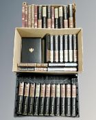 Two boxes and a crate containing Encyclopedia Britannica,