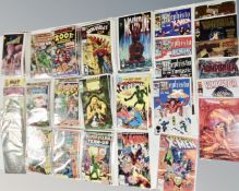 A box of a quantity of 1970's and later Marvel and DC comics to include Super Villain Team Ups,