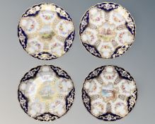 Four Royal Worcester hand painted and gilded cabinet plates,