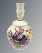 A Moorcroft pottery table lamp.