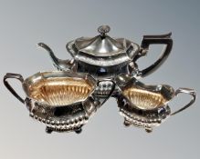 A three piece antique silver plated service