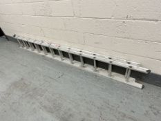 An aluminium double extension ladder.