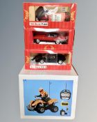 A remote controlled quad bike with rider, boxed,