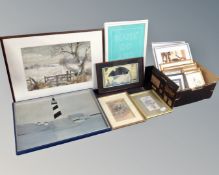 A quantity of assorted pictures and prints to include engravings of Newcastle,