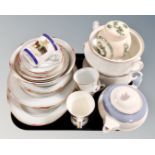 A tray containing Noritake Equator tea and dinner china together with a Ringtons mug,