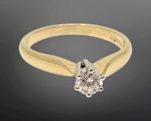 An 18ct gold solitaire diamond ring, approx. 0.2 carat, size N CONDITION REPORT: 3.