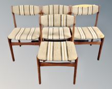 A set of four mid-20th century Erick Buch teak dining chairs for reupholstery.