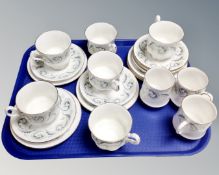 A tray of six Royal Standard Garland china trios together with three further matching coffee cups