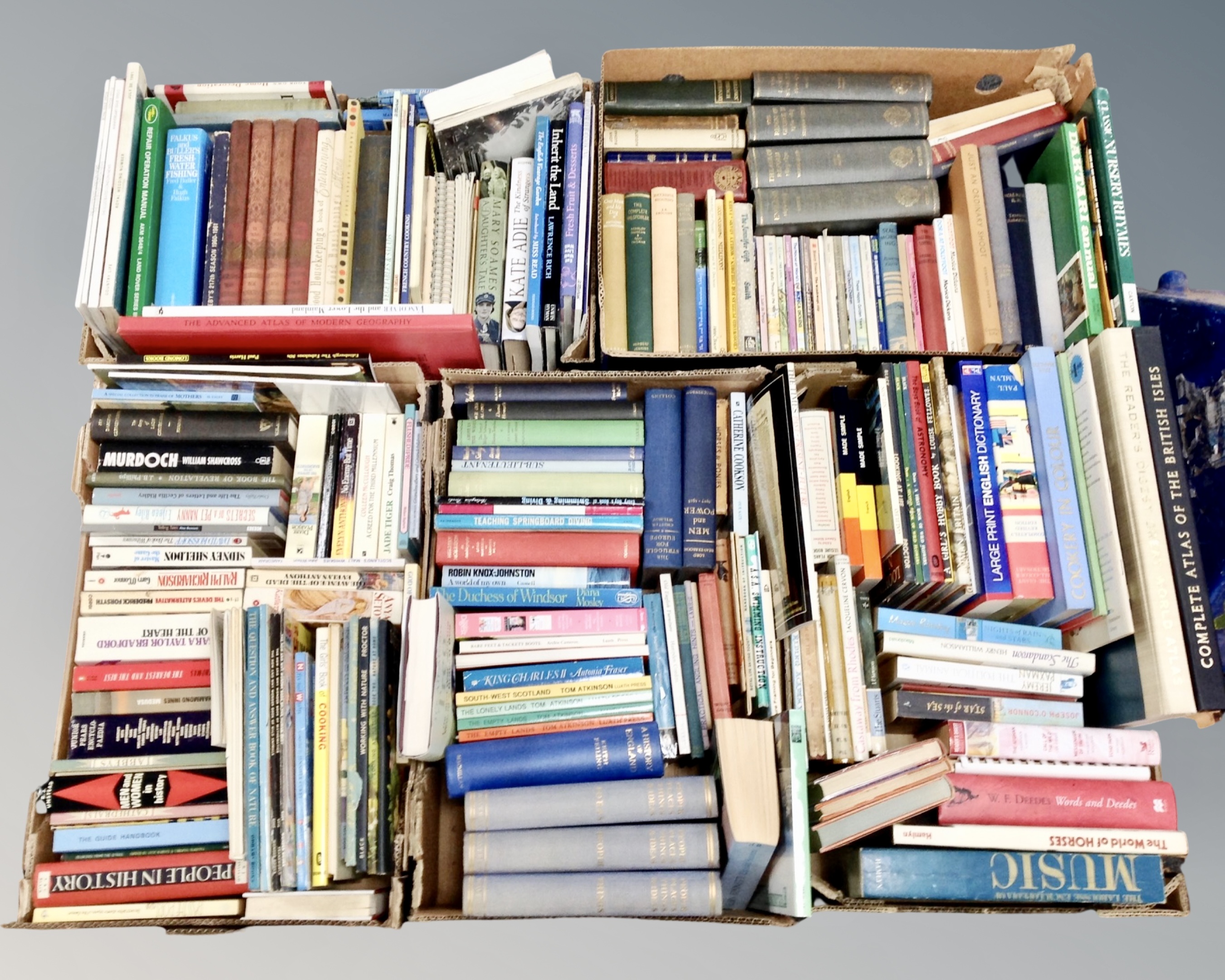 A pallet containing books to include History, atlases, Penguin paperback books, autobiographies,