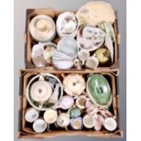 Two boxes containing assorted ceramics including tea ware, bowls, commemorative china, teapots etc.