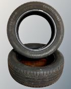 A pair of continental 195/55 R 16 H car tyres