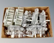 A box of five contemporary LED light fittings with glass drops and two further fittings