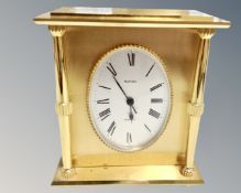 A Swiza heavy brass carriage clock, with quartz battery movement.
